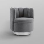 27-Inch Gray Velvet Tufted Swivel Barrel Accent Chair 17 27-Inch Gray Velvet Tufted Swivel Barrel Accent Chair
