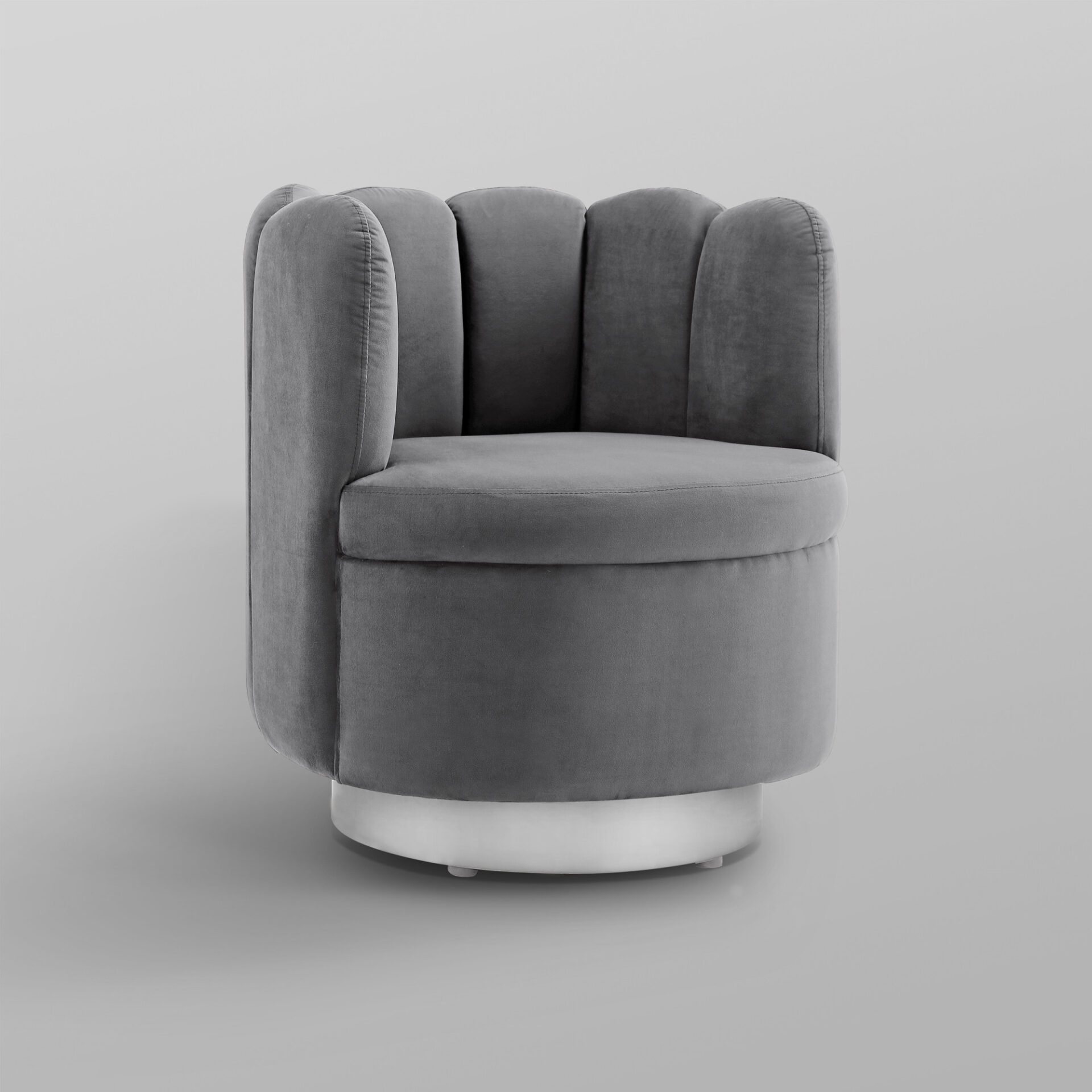 27-Inch Gray Velvet Tufted Swivel Barrel Accent Chair 8 27-Inch Gray Velvet Tufted Swivel Barrel Accent Chair - Image 8