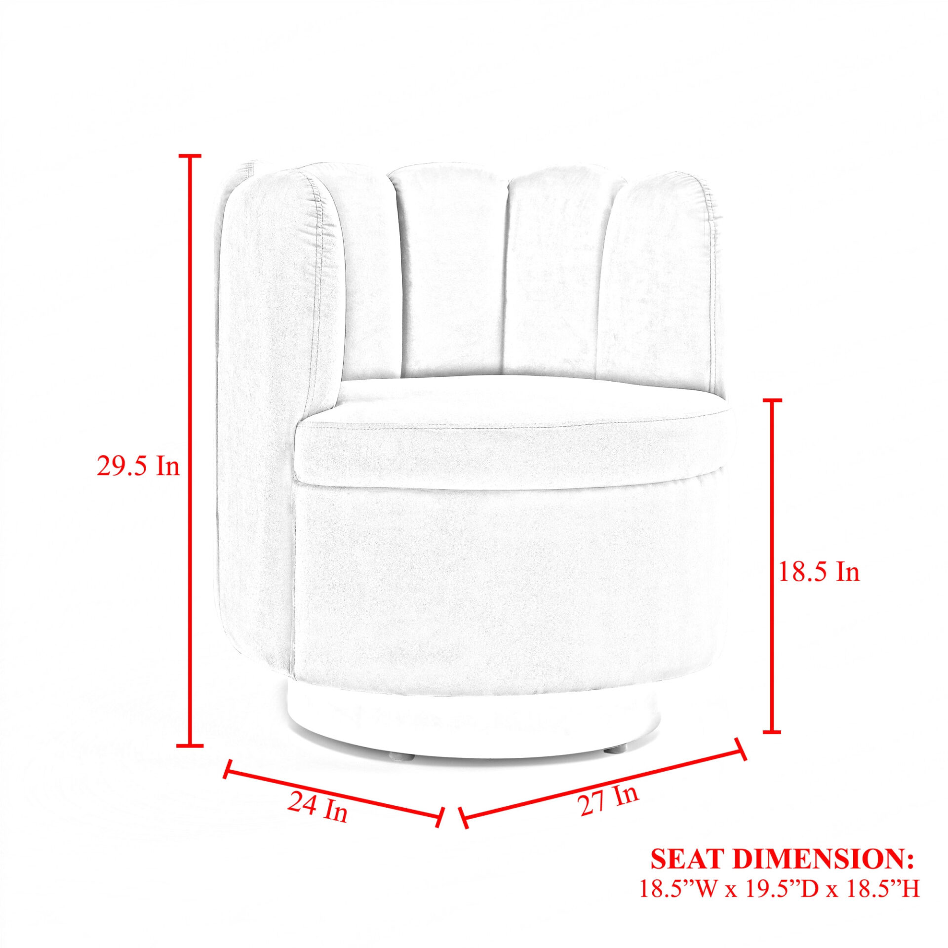 27-Inch Gray Velvet Tufted Swivel Barrel Accent Chair 9 27-Inch Gray Velvet Tufted Swivel Barrel Accent Chair - Image 9