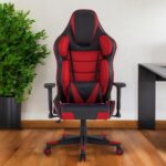 Red and Black Adjustable Swivel Faux Leather Gaming Chair