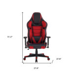 Red and Black Adjustable Swivel Faux Leather Gaming Chair