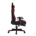 28 Inch Red Faux Leather Swivel Arm Chair With Cushion