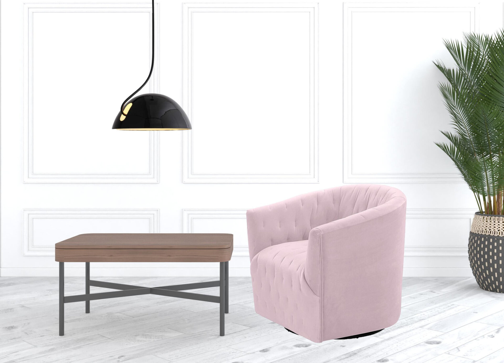 31-Inch Blush Velvet Tufted Swivel Barrel Accent Chair 4 31-Inch Blush Velvet Tufted Swivel Barrel Accent Chair - Image 4