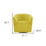 31-Inch Yellow Velvet Tufted Swivel Barrel Accent Chair