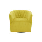 31-Inch Yellow Velvet Tufted Swivel Barrel Accent Chair