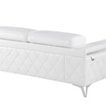 70 Inch White and Silver Top Grain Leather Loveseat
