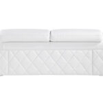 70 Inch White and Silver Top Grain Leather Loveseat