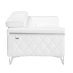 70 Inch White and Silver Top Grain Leather Loveseat