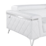 70 Inch White and Silver Top Grain Leather Loveseat