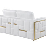 White Top Grain Leather Five Person Modern Sofa Set