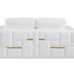 White Top Grain Leather Five Person Modern Sofa Set