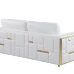 White Top Grain Leather Five Person Modern Sofa Set