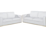 Italian White Leather 5-Person Sofa and Loveseat Seating Set