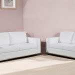 Italian White Leather 5-Person Sofa and Loveseat Seating Set