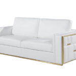 Italian White Leather 5-Person Sofa and Loveseat Seating Set