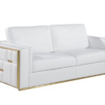 Italian White Leather 5-Person Sofa and Loveseat Seating Set