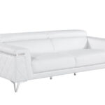 White Top Grain Leather Seating Set for Five, Durable Comfort