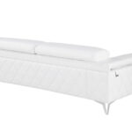 White Top Grain Leather Seating Set for Five, Durable Comfort