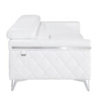 White Top Grain Leather Seating Set for Five, Durable Comfort
