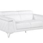 White Top Grain Leather Seating Set for Five, Durable Comfort