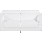 White Top Grain Leather Seating Set for Five, Durable Comfort