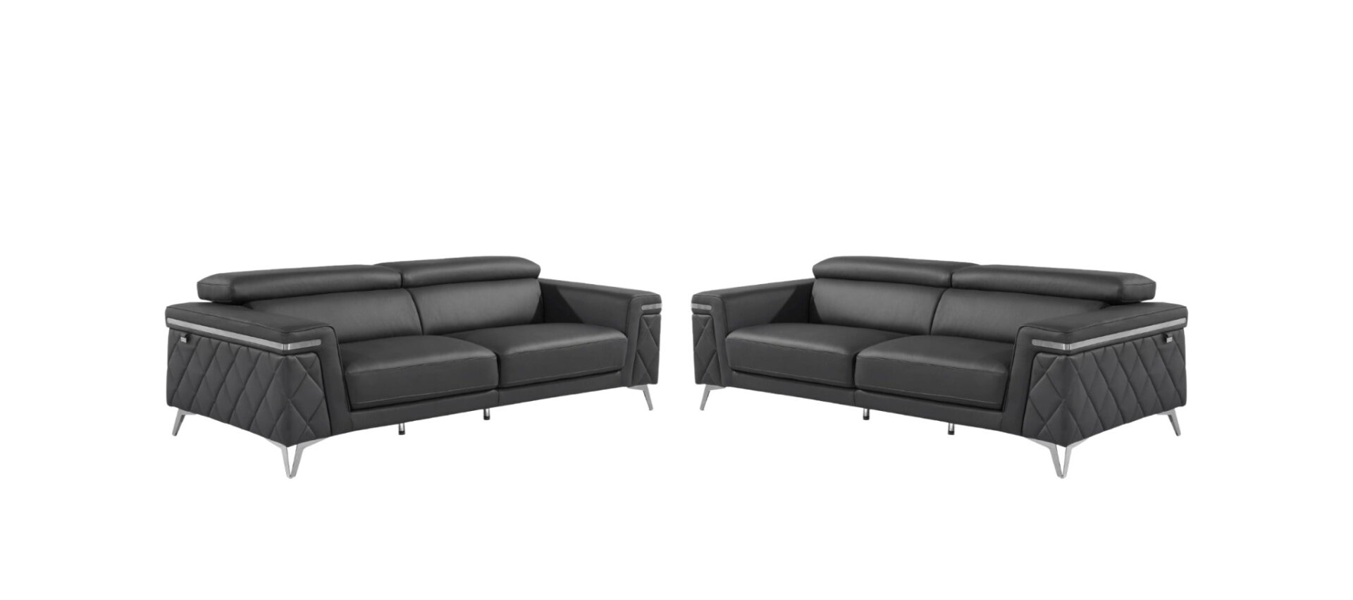 Gray Four-Person Modern Seating Set with Chrome Legs 2 Gray Four-Person Modern Seating Set with Chrome Legs - Image 2