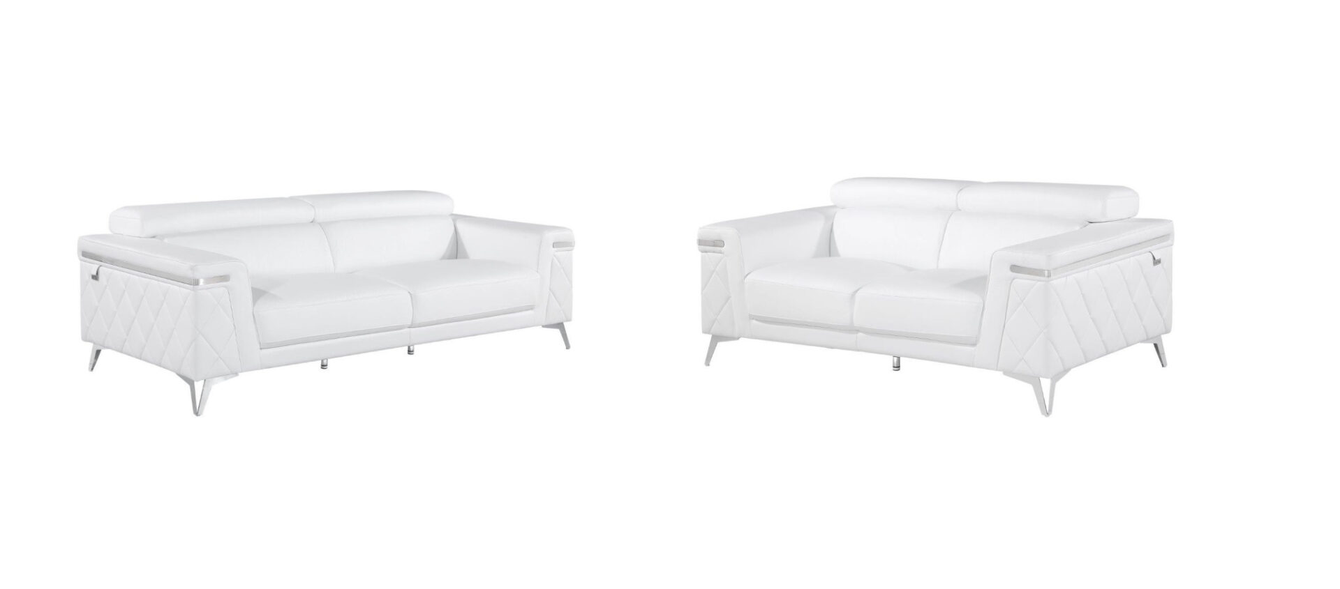 Indoor White Italian Leather 5-Person Seating Set with Loveseat 1 Indoor White Italian Leather 5-Person Seating Set with Loveseat