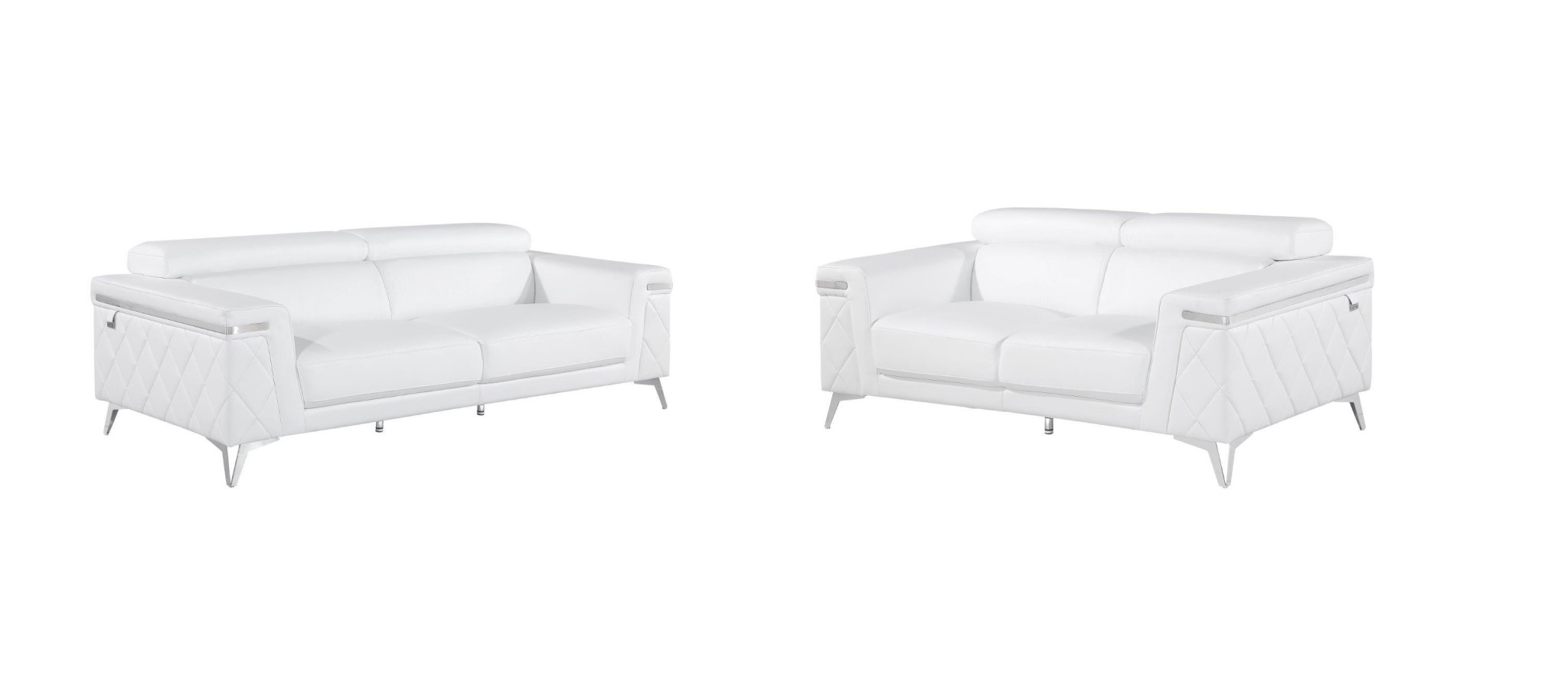 Indoor White Italian Leather 5-Person Seating Set with Loveseat 9 Indoor White Italian Leather 5-Person Seating Set with Loveseat