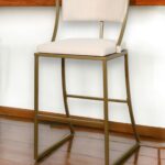 30 Inch Beige and Brass Steel Low Back Bar Stool 11 30 Inch Beige and Brass Steel Low Back Bar Stool