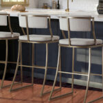 30 Inch Beige and Brass Steel Low Back Bar Stool 16 30 Inch Beige and Brass Steel Low Back Bar Stool
