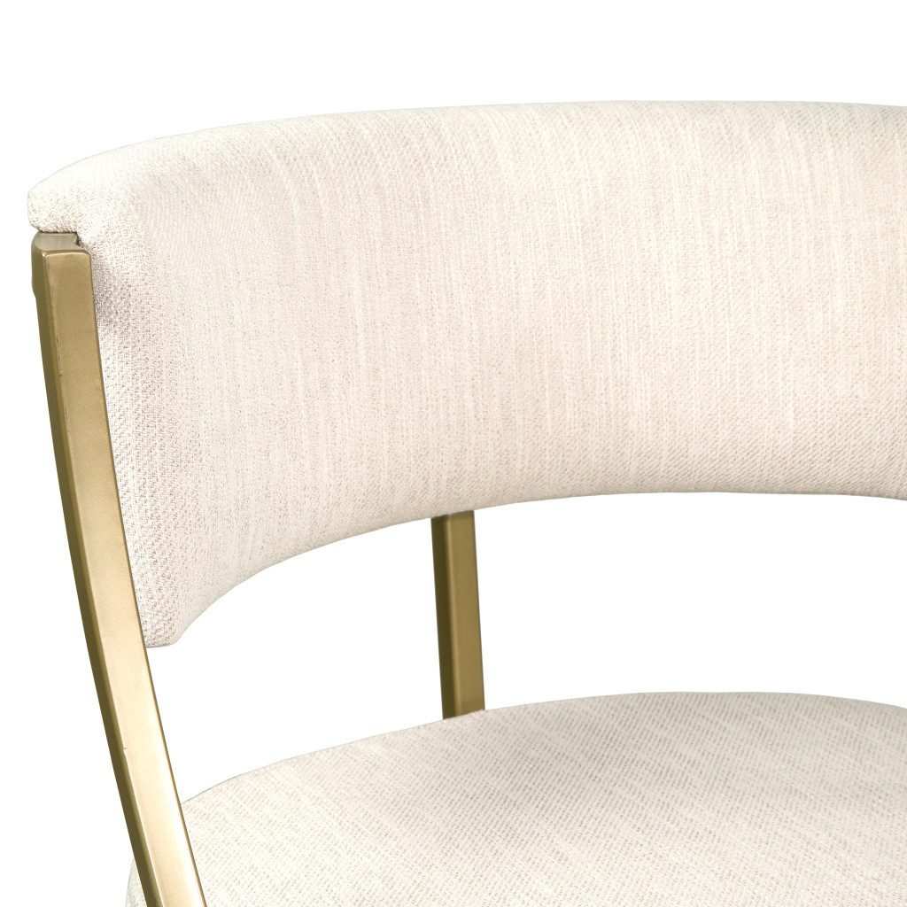 30 Inch Beige and Brass Steel Low Back Bar Stool 6 30 Inch Beige and Brass Steel Low Back Bar Stool - Image 6