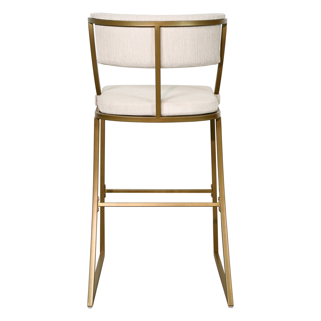 30 Inch Beige and Brass Steel Low Back Bar Stool 5 30 Inch Beige and Brass Steel Low Back Bar Stool - Image 5