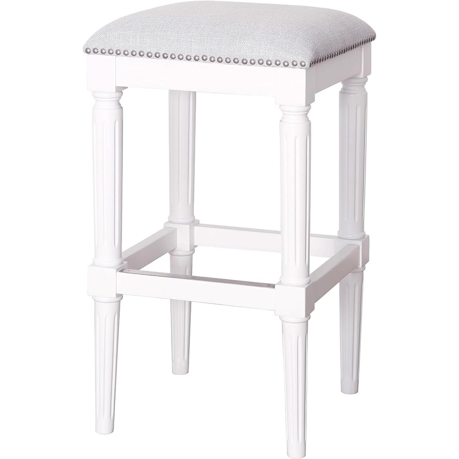 31-Inch Light Gray and White Backless Bar Stool 1 31-Inch Light Gray and White Backless Bar Stool