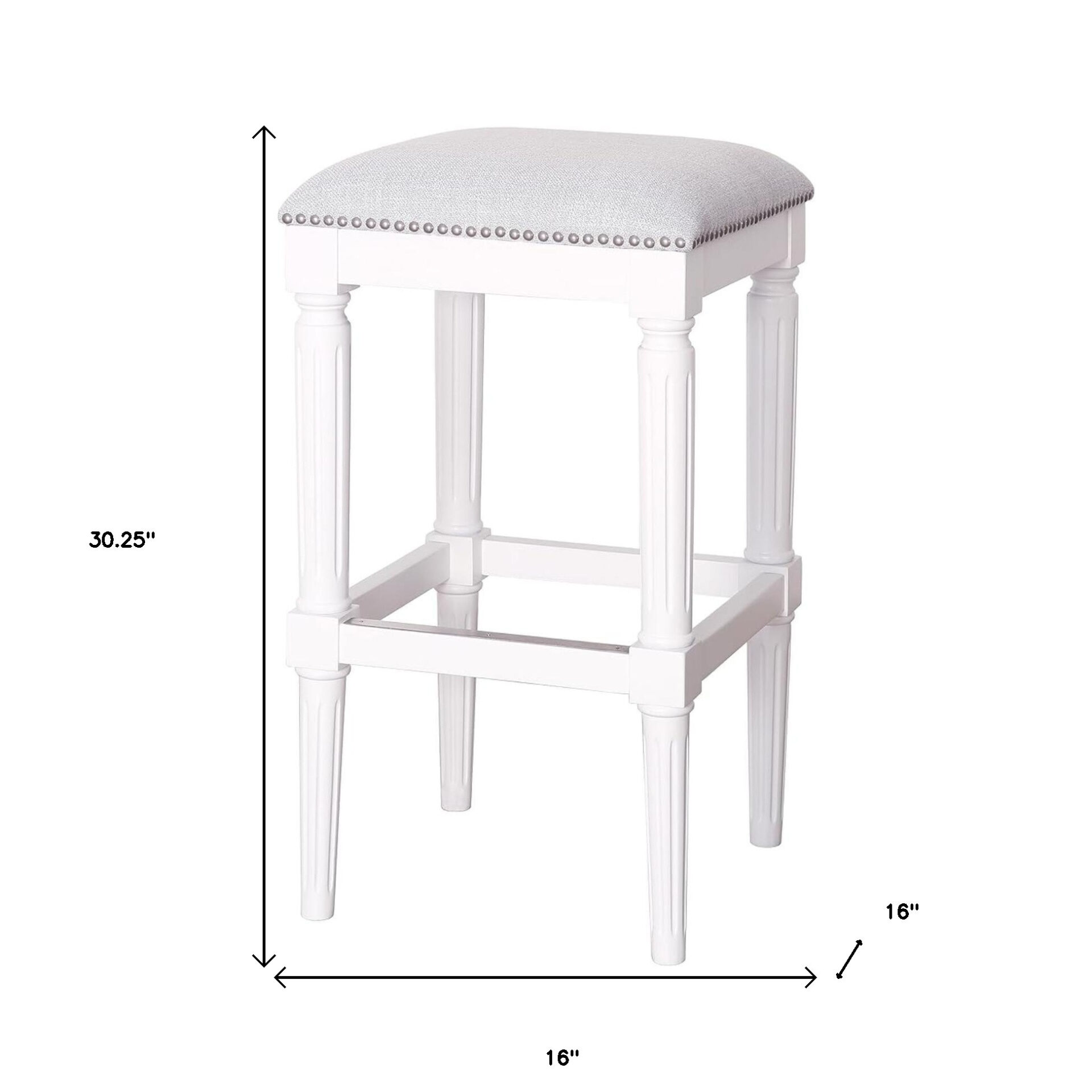 31-Inch Light Gray and White Backless Bar Stool 5 31-Inch Light Gray and White Backless Bar Stool - Image 5