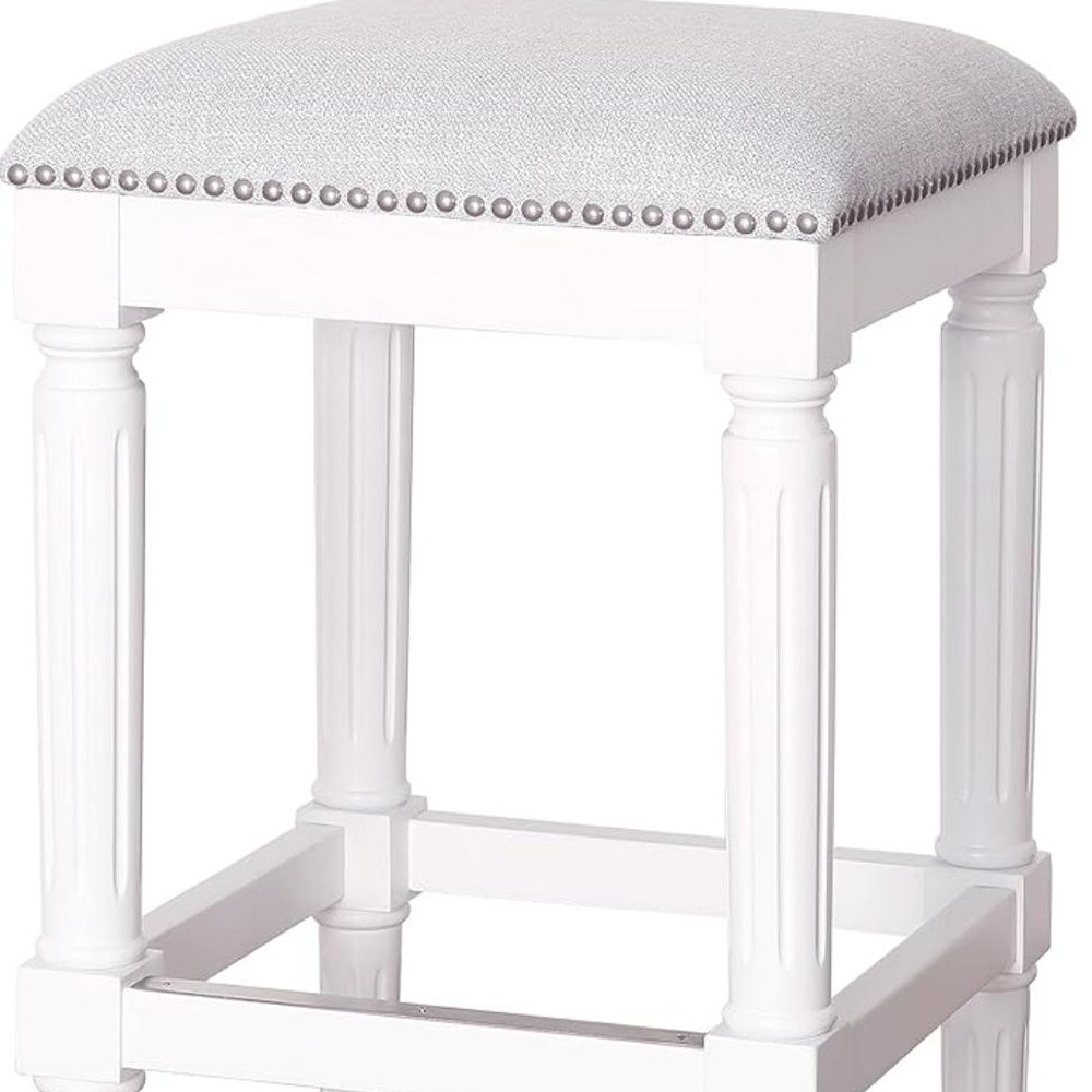 31-Inch Light Gray and White Backless Bar Stool 4 31-Inch Light Gray and White Backless Bar Stool - Image 4