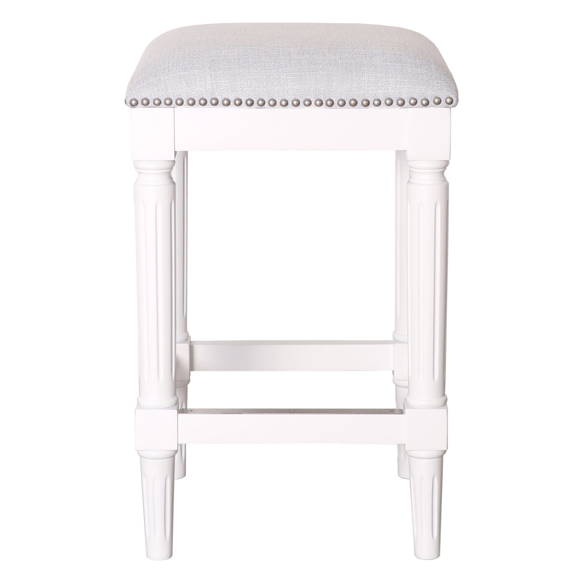 27 Inch Gray and Antiqued White Backless Counter Height Bar Stool 3 27 Inch Gray and Antiqued White Backless Counter Height Bar Stool - Image 3