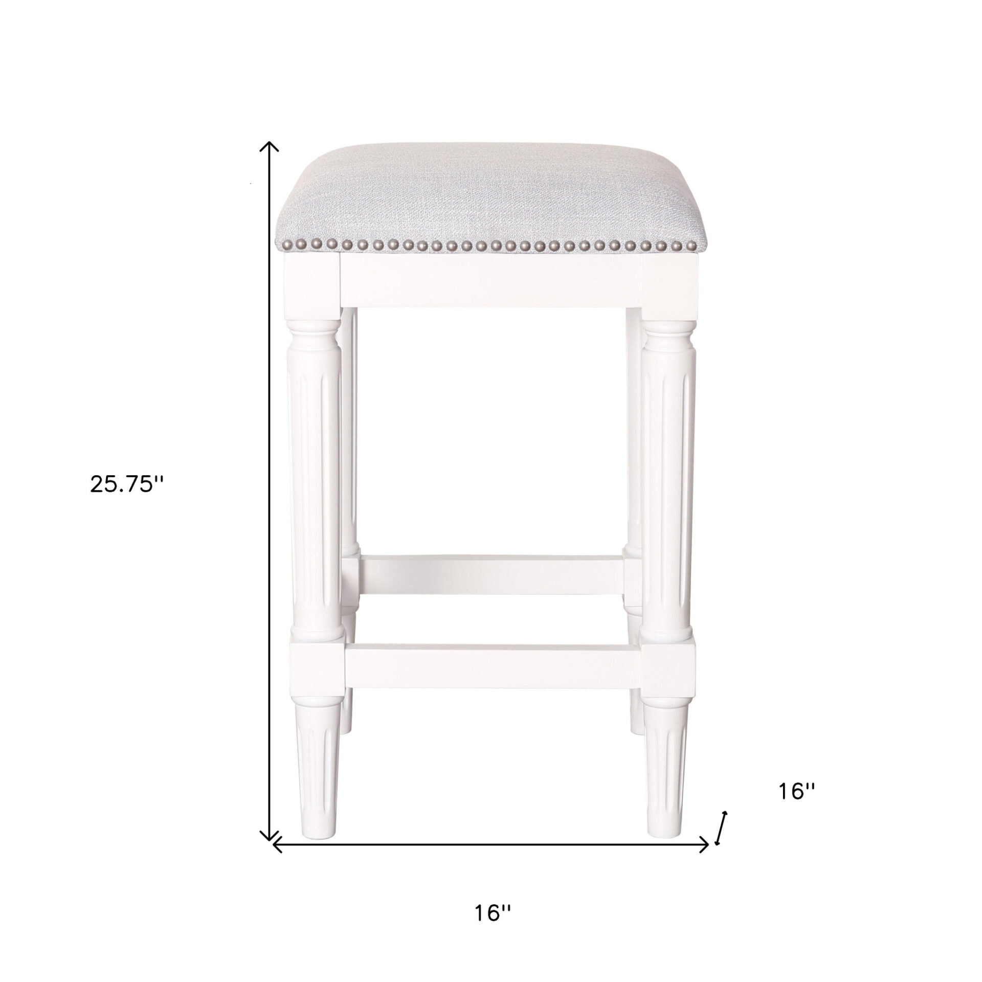 27 Inch Gray and Antiqued White Backless Counter Height Bar Stool 8 27 Inch Gray and Antiqued White Backless Counter Height Bar Stool - Image 8
