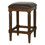 27 Inch Brown Backless Solid Wood Counter Height Bar Stool