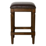 27 Inch Brown Backless Solid Wood Counter Height Bar Stool