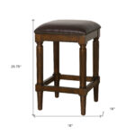 27 Inch Brown Backless Solid Wood Counter Height Bar Stool