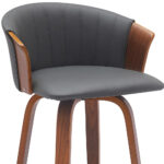 26-Inch Gray and Wood Brown Swivel Faux Leather Bar Stool 17 26-Inch Gray and Wood Brown Swivel Faux Leather Bar Stool
