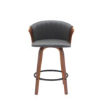 26-Inch Gray and Wood Brown Swivel Faux Leather Bar Stool 11 26-Inch Gray and Wood Brown Swivel Faux Leather Bar Stool