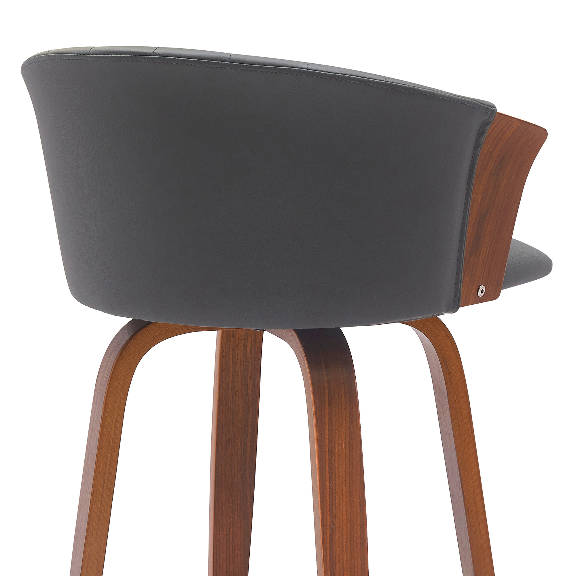 26-Inch Gray and Wood Brown Swivel Faux Leather Bar Stool 6 26-Inch Gray and Wood Brown Swivel Faux Leather Bar Stool - Image 6