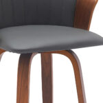 26-Inch Gray and Wood Brown Swivel Faux Leather Bar Stool 16 26-Inch Gray and Wood Brown Swivel Faux Leather Bar Stool
