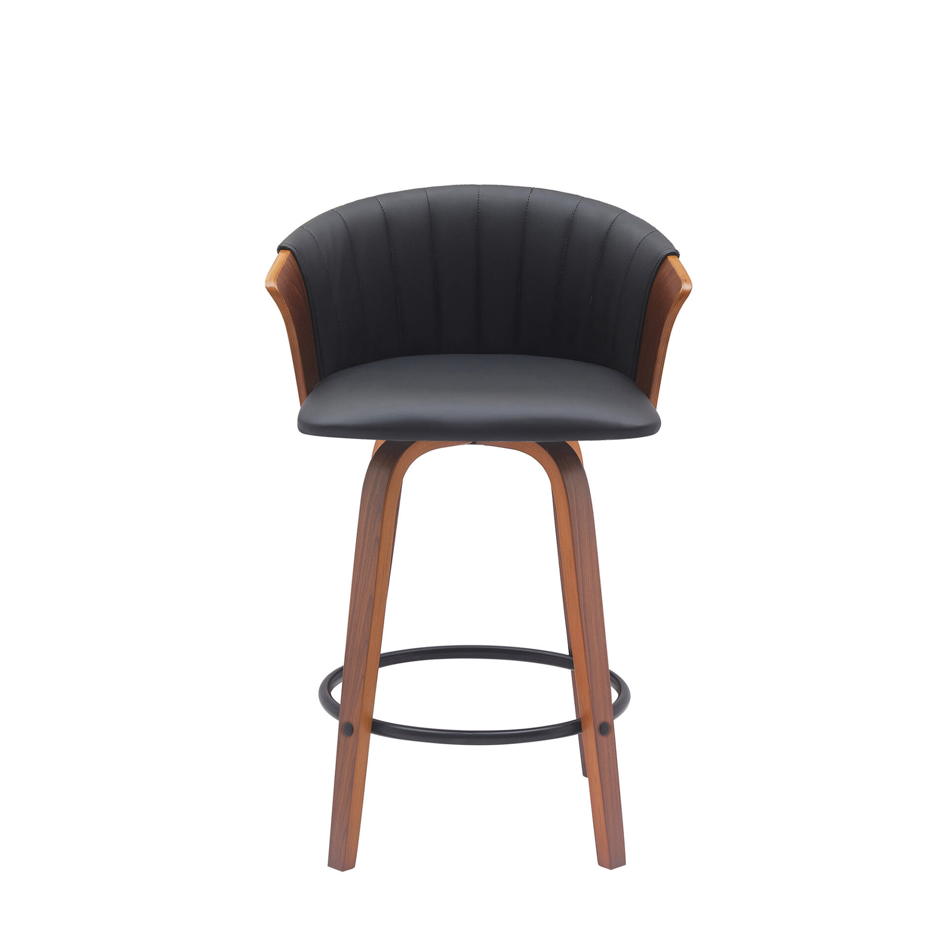 26 Inch Black and Wood Brown Swivel Counter Height Bar Stool 2 26 Inch Black and Wood Brown Swivel Counter Height Bar Stool - Image 2