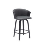26-Inch Gray and Black Swivel Counter Height Bar Stool