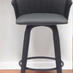 26-Inch Gray and Black Swivel Counter Height Bar Stool