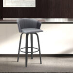 26-Inch Gray and Black Swivel Counter Height Bar Stool