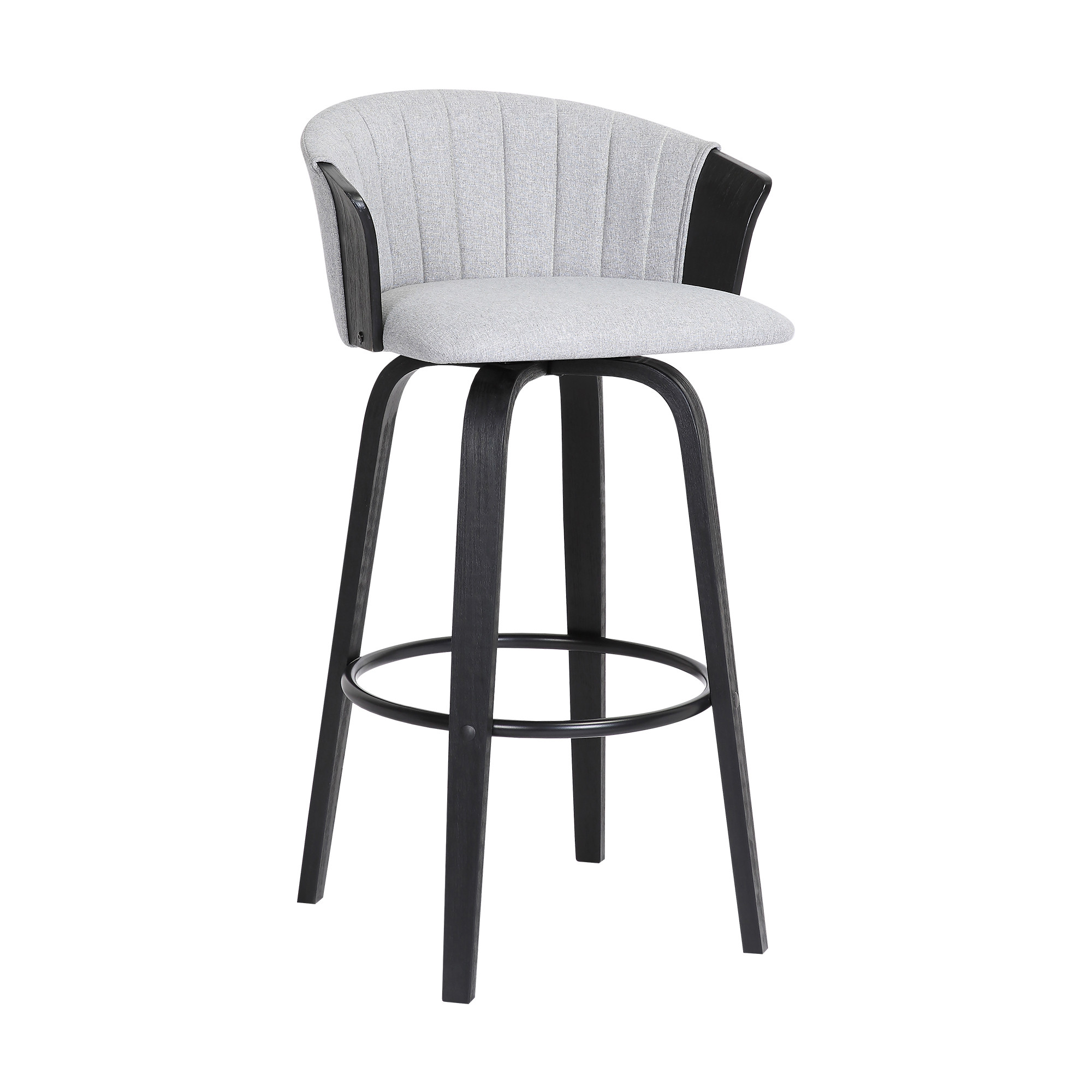 26-Inch Light Gray and Black Swivel Bar Stool with Arms 2 26-Inch Light Gray and Black Swivel Bar Stool with Arms - Image 2