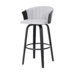 26-Inch Light Gray and Black Swivel Bar Stool with Arms 16 26-Inch Light Gray and Black Swivel Bar Stool with Arms